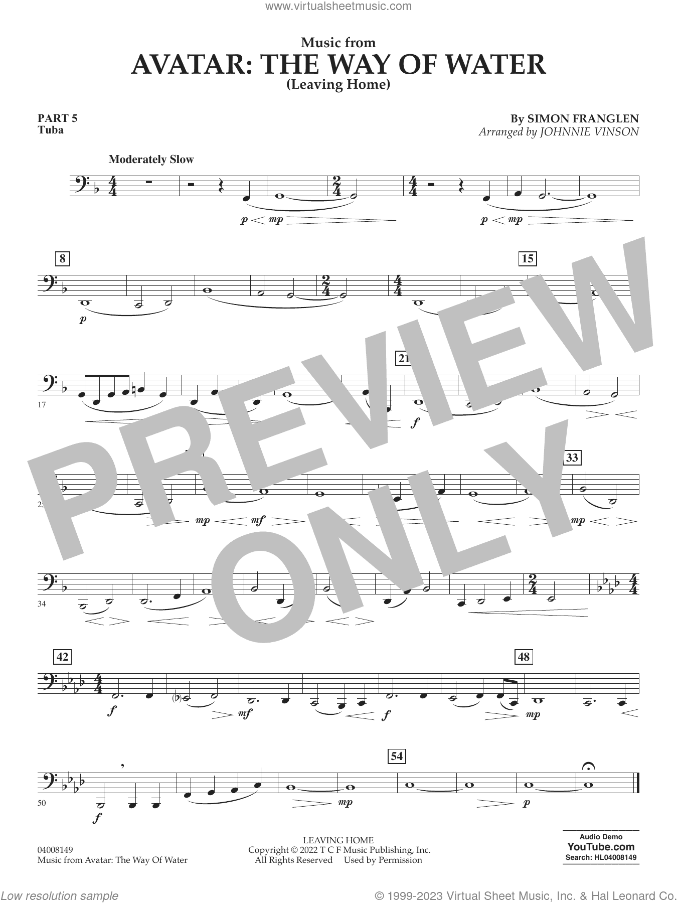 Music from Avatar: The Way Of Water (Leaving Home) (arr. Vinson)