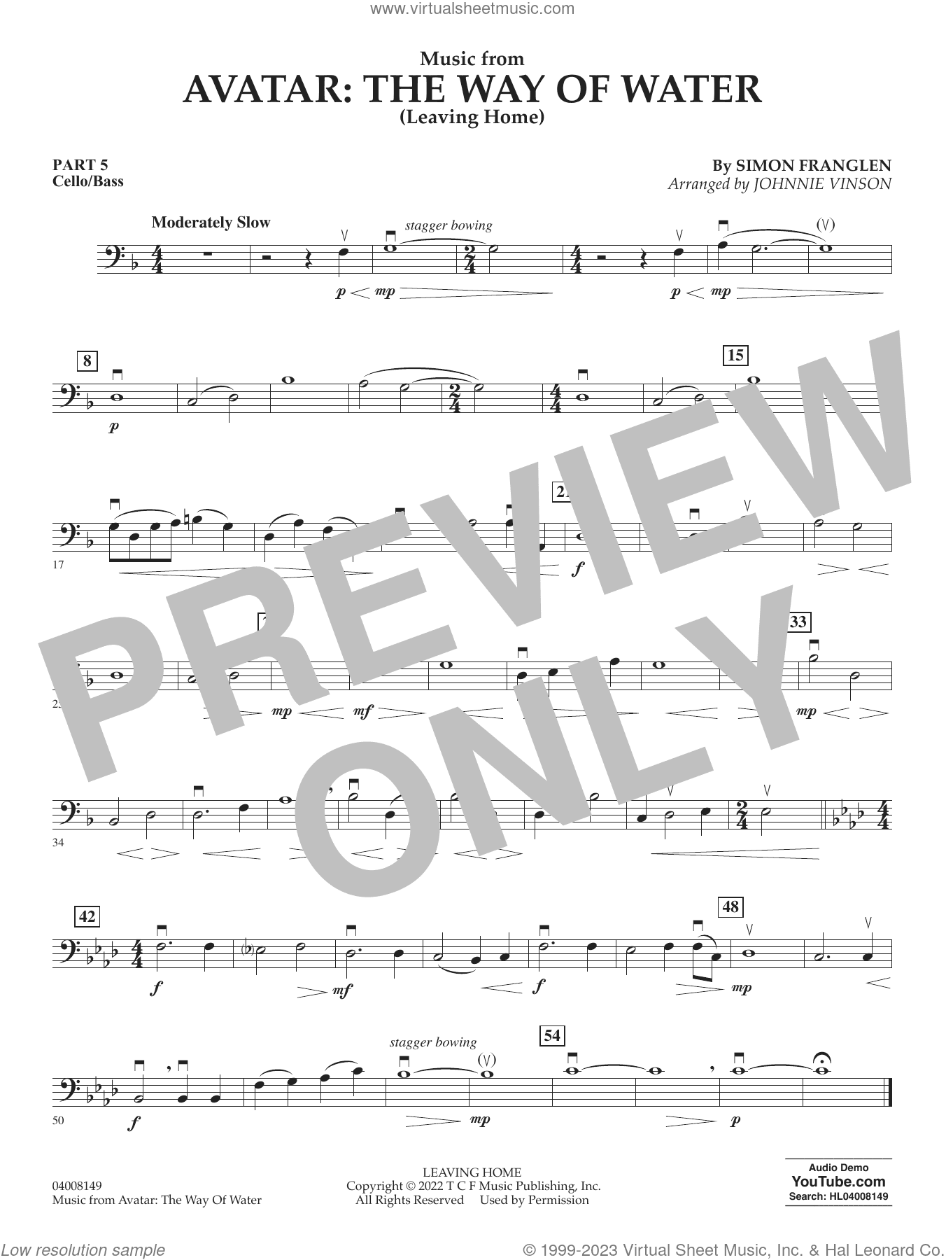 Music from Avatar: The Way Of Water (Leaving Home) (arr. Vinson)