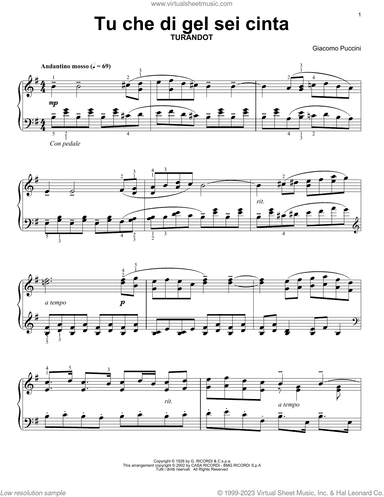 Tu Che Di Gel Sei Cinta (from Turandot)