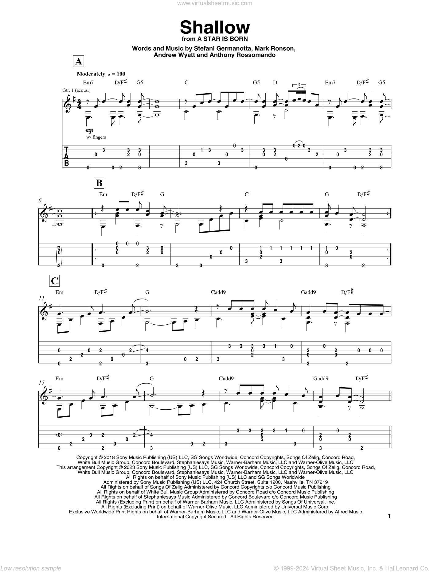 Shallow (from A Star Is Born), (intermediate)