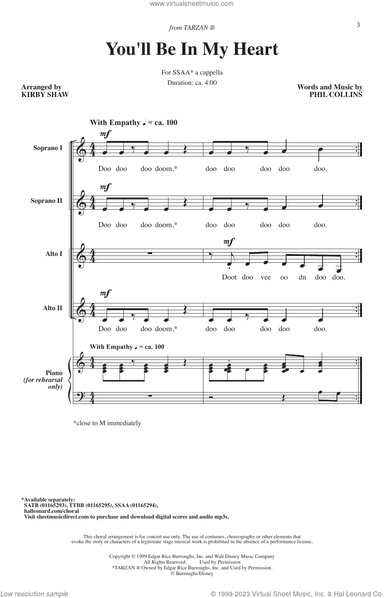 You'll Be In My Heart (Pop Version) (from Tarzan) (arr. Kirby Shaw)