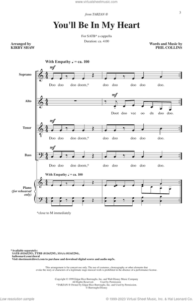 You'll Be In My Heart (Pop Version) (from Tarzan) (arr. Kirby Shaw)