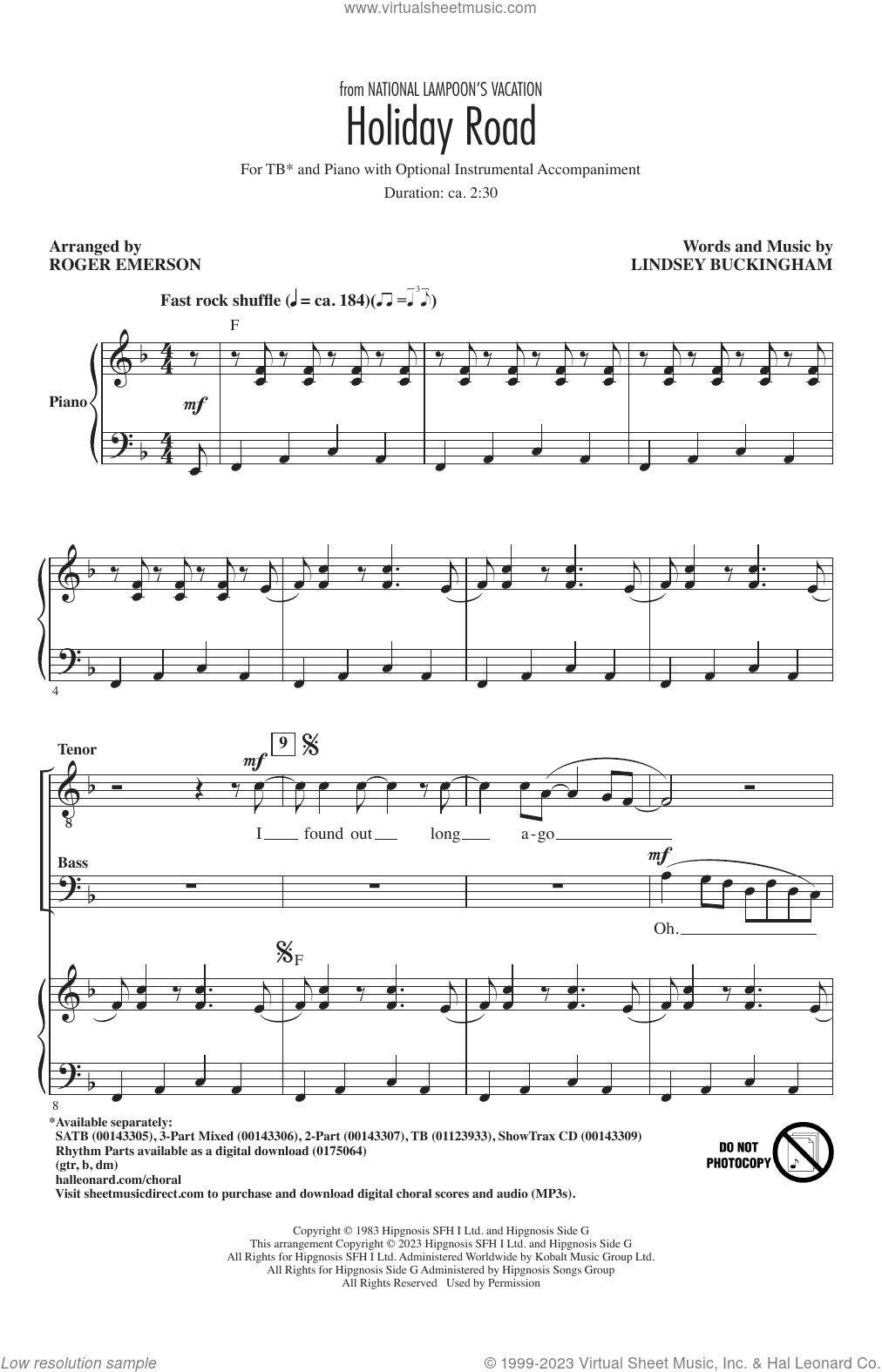 Holiday Road (from National Lampoon's Vacation) (arr. Roger Emerson)