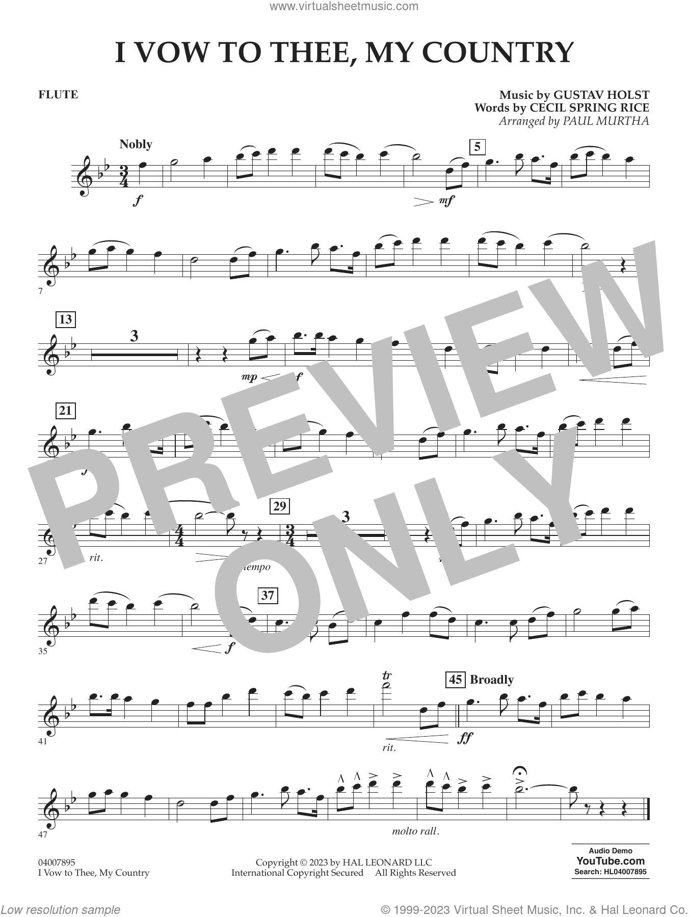 I Vow To Thee, My Country (arr. Murtha)
