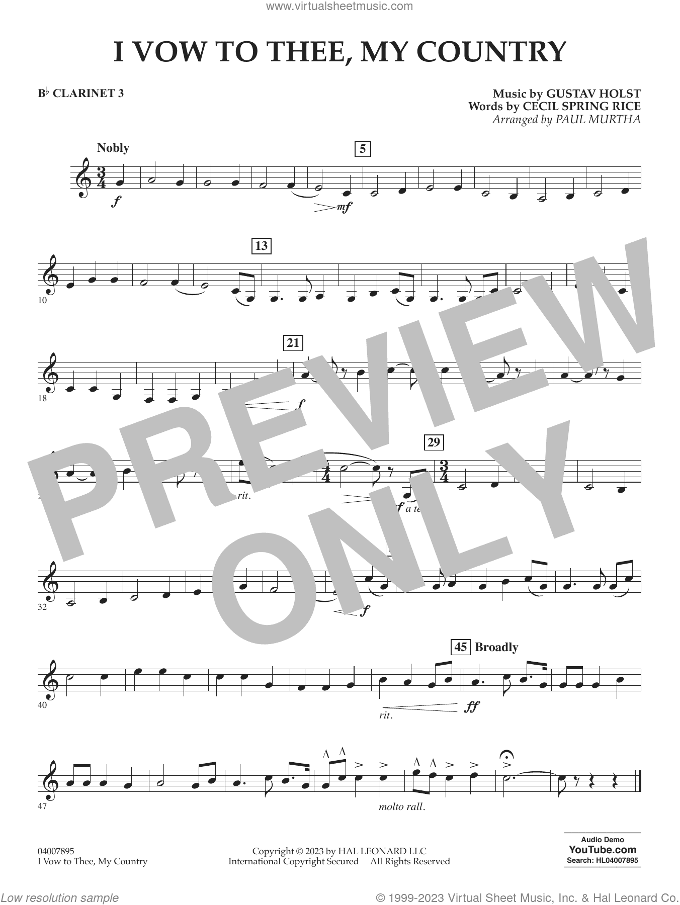 I Vow To Thee, My Country (arr. Murtha)