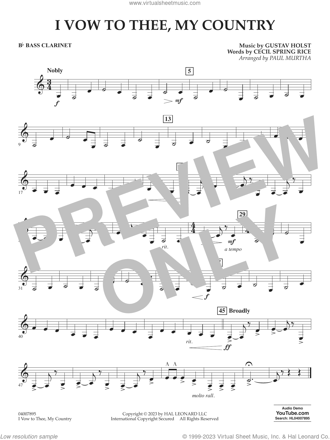 I Vow To Thee, My Country (arr. Murtha)