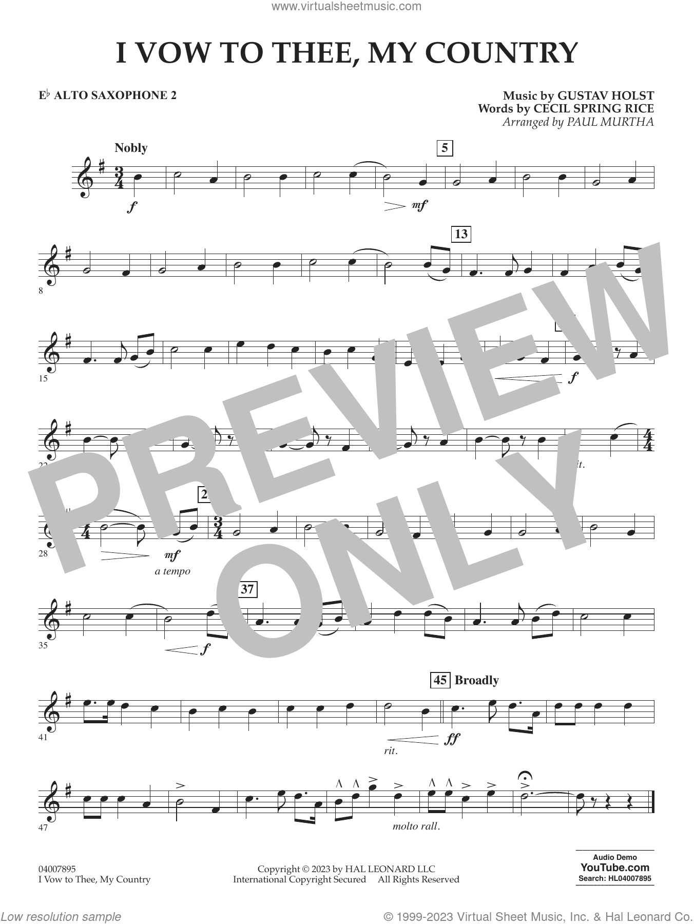 I Vow To Thee, My Country (arr. Murtha)