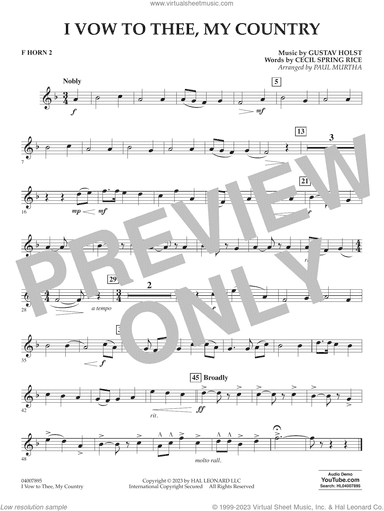 I Vow To Thee, My Country (arr. Murtha)