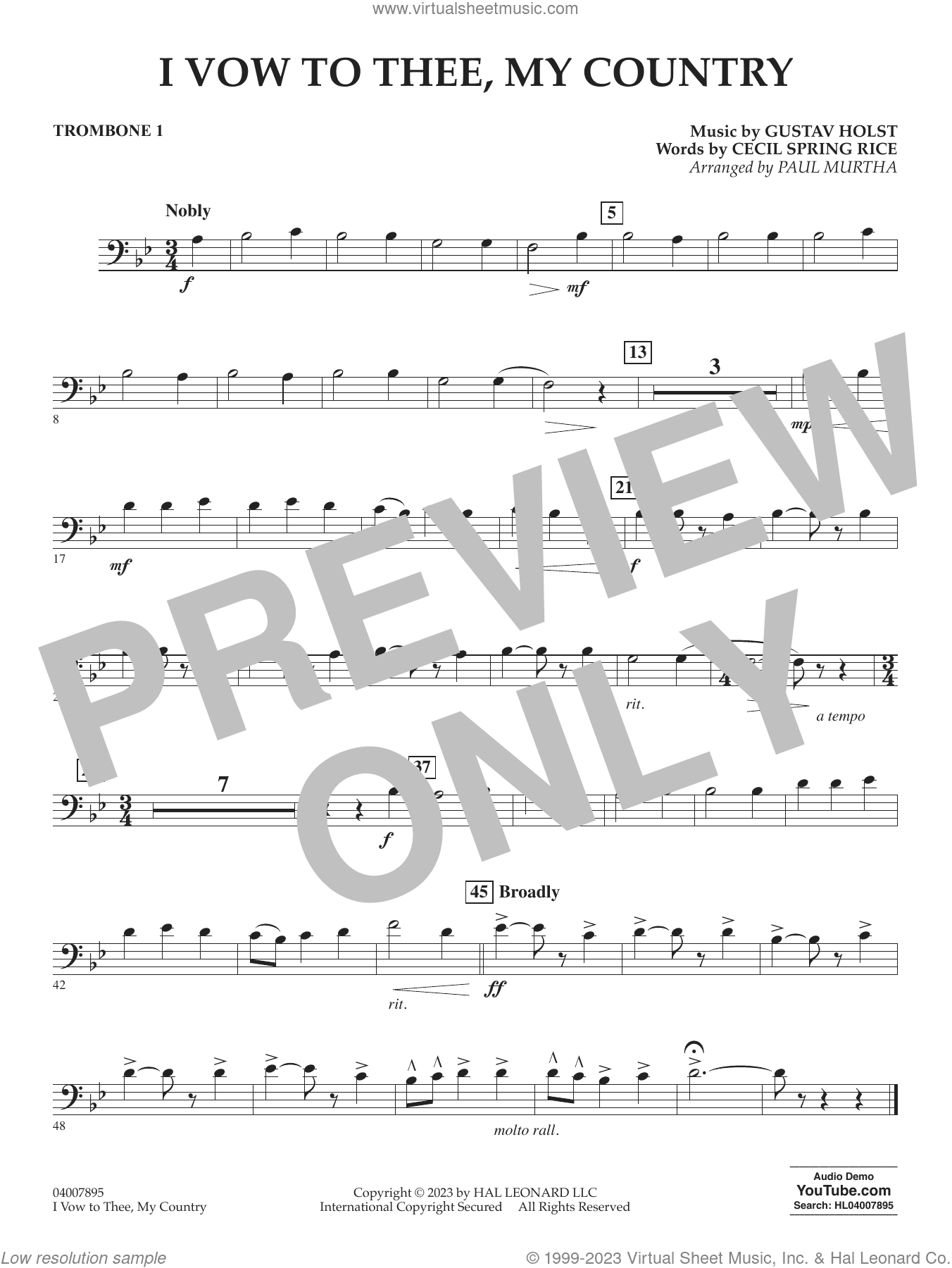 I Vow To Thee, My Country (arr. Murtha)