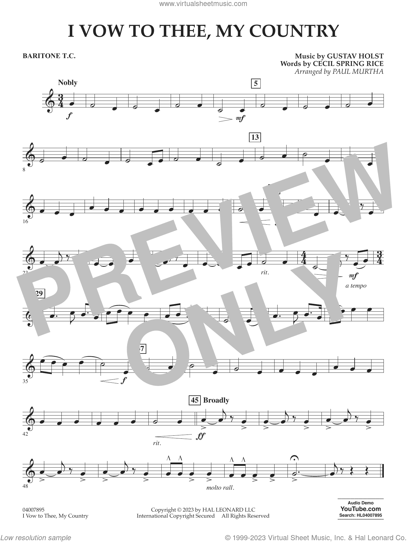 I Vow To Thee, My Country (arr. Murtha)