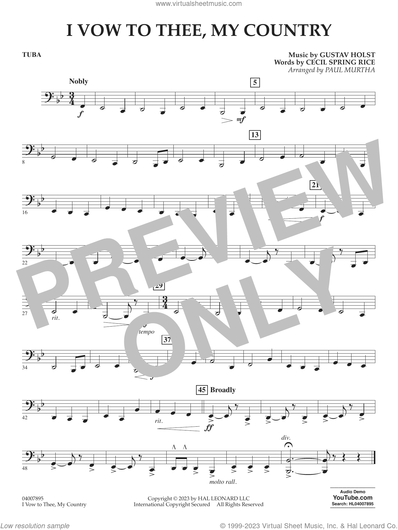 I Vow To Thee, My Country (arr. Murtha)