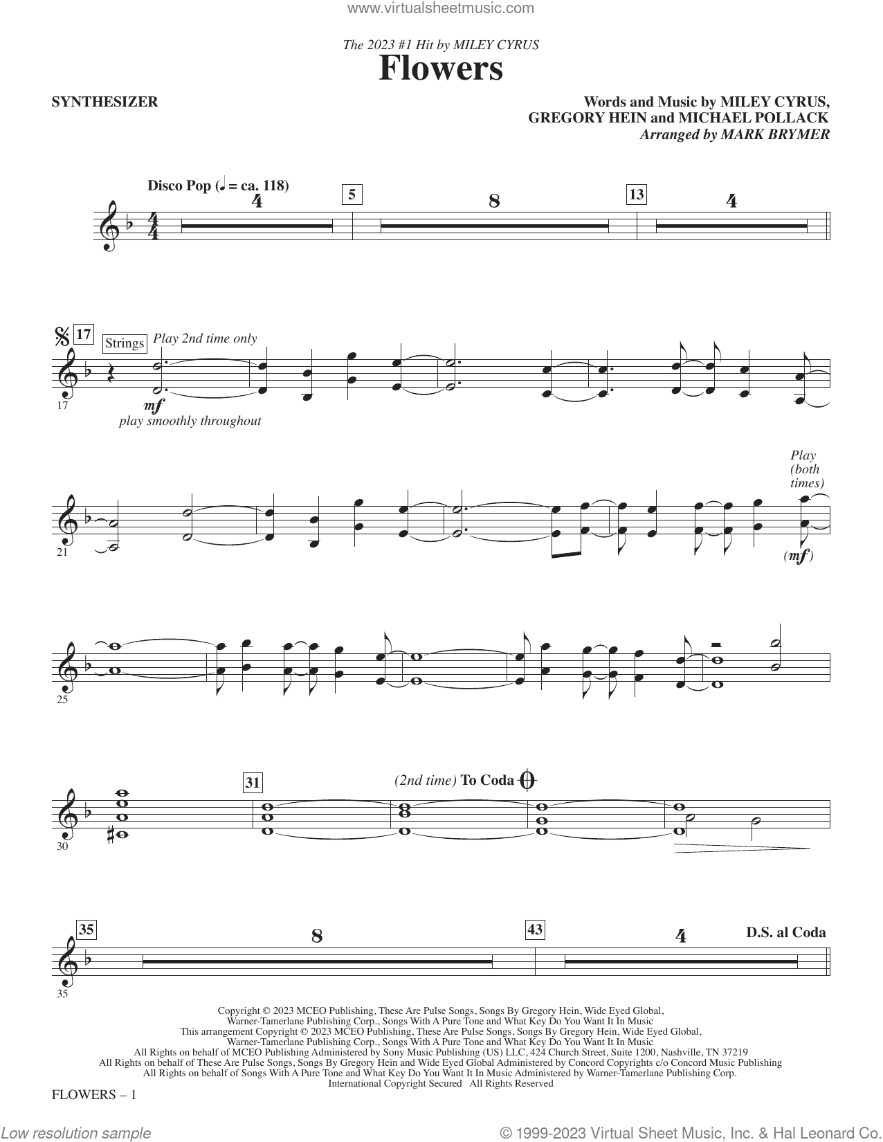 Flowers (arr. Mark Brymer) (complete set of parts)