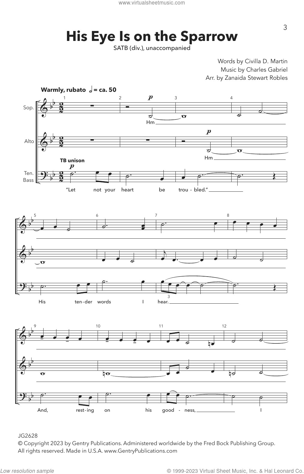 His Eye Is On The Sparrow (arr. Zanaida Stewart Robles)