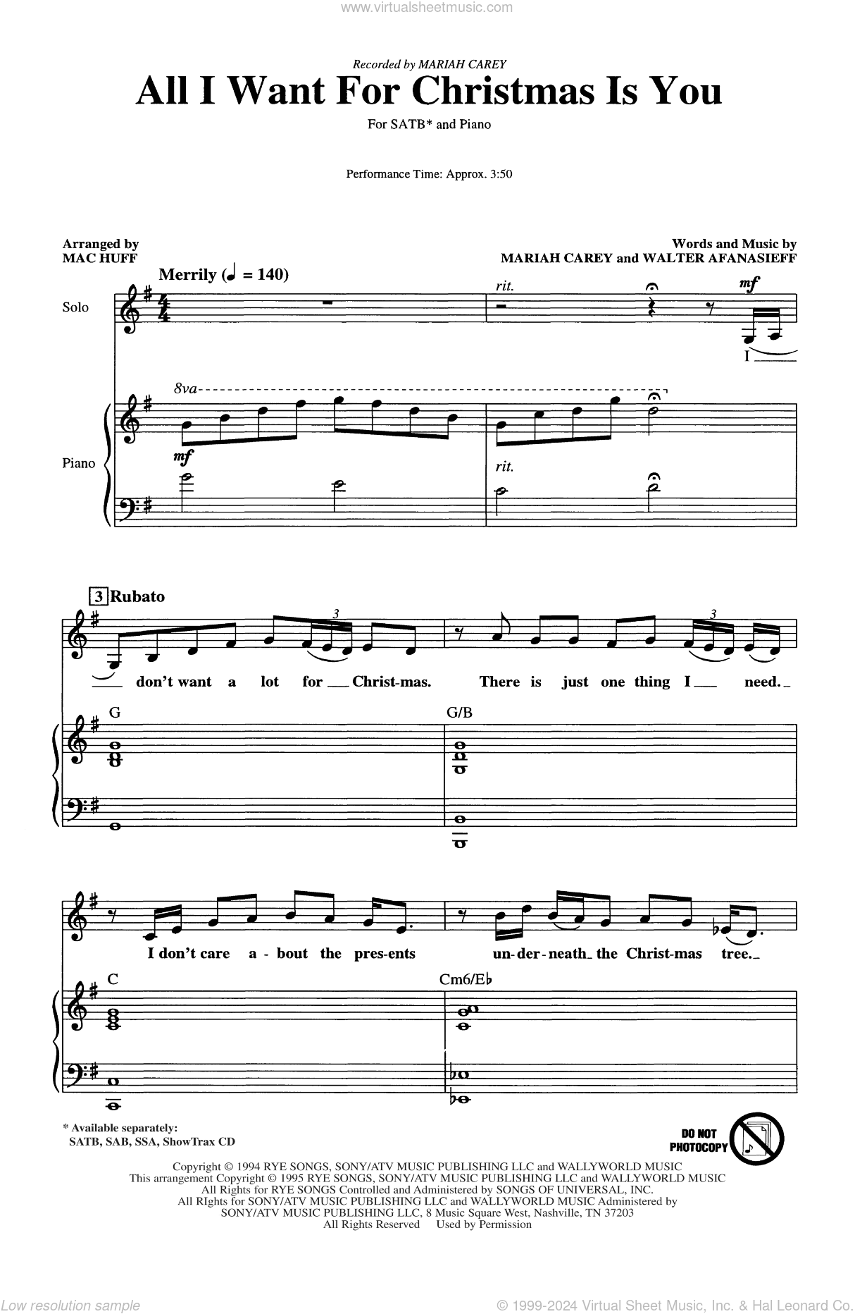 All I Want For Christmas Is You (arr. Mac Huff)