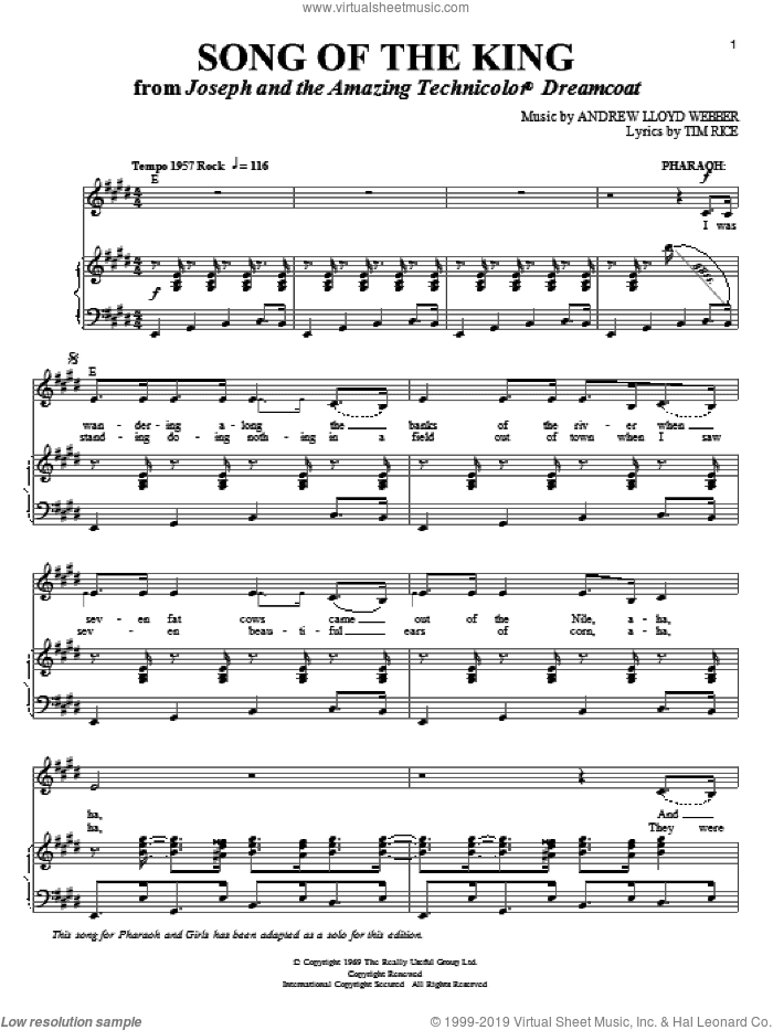 Song Of The King (from Joseph And The Amazing Technicolor Dreamcoat)