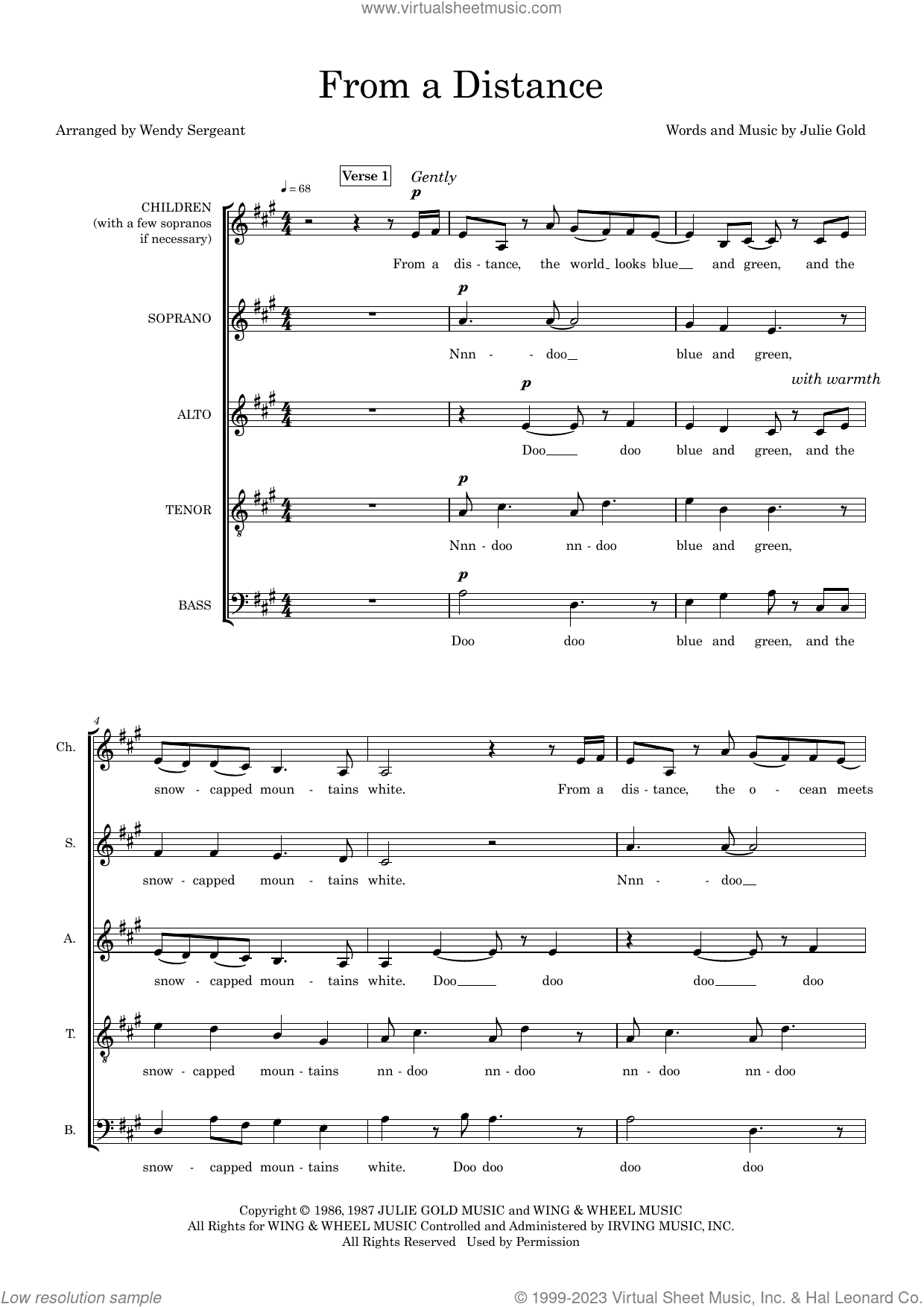 From A Distance (arr. Wendy Sergeant)