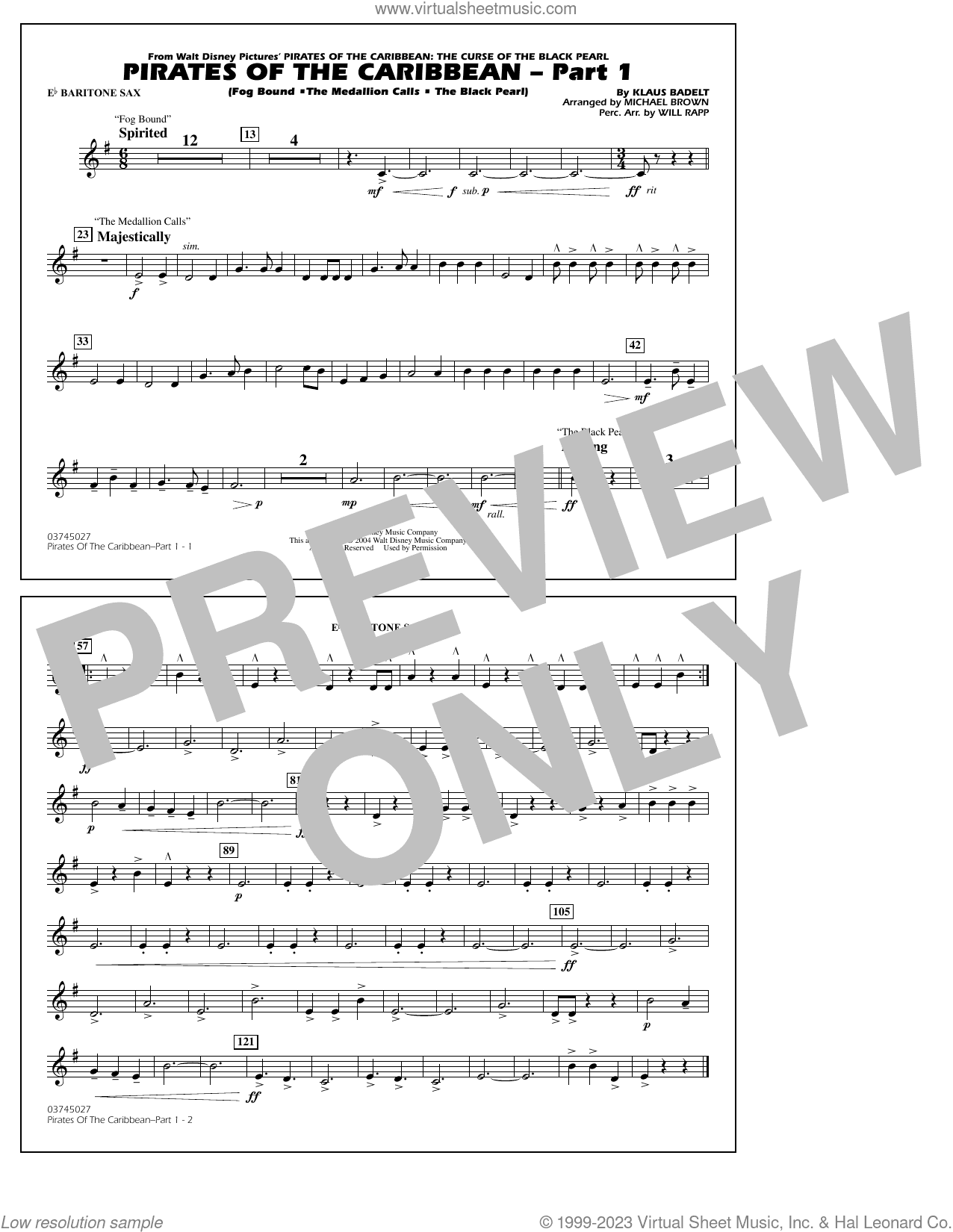 Pirates Of The Caribbean (Part 1) (arr. Brown)