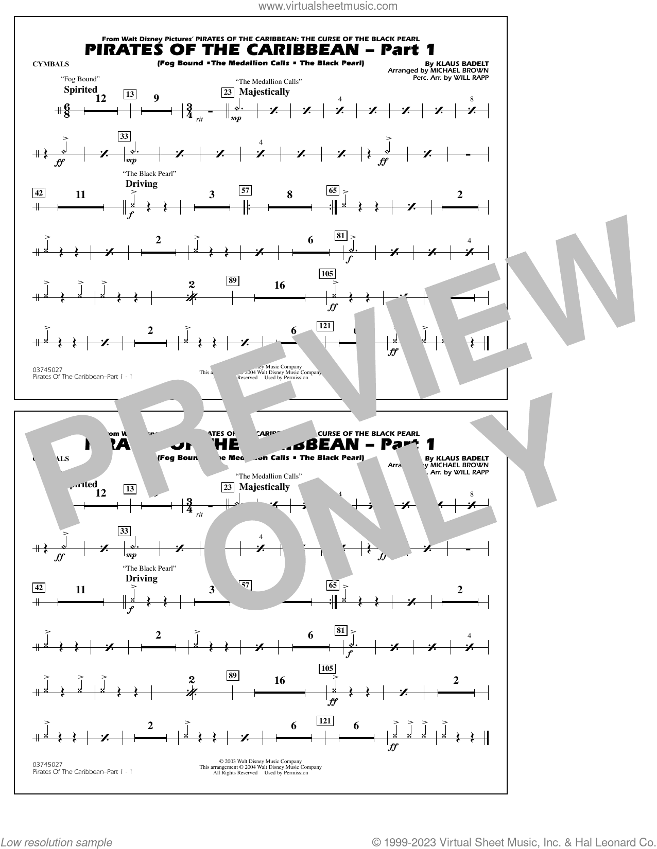 Pirates Of The Caribbean (Part 1) (arr. Brown)