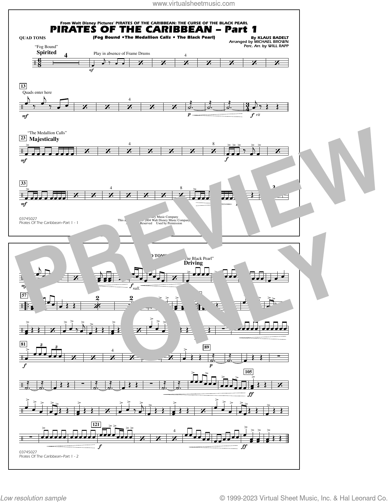 Pirates Of The Caribbean (Part 1) (arr. Brown)