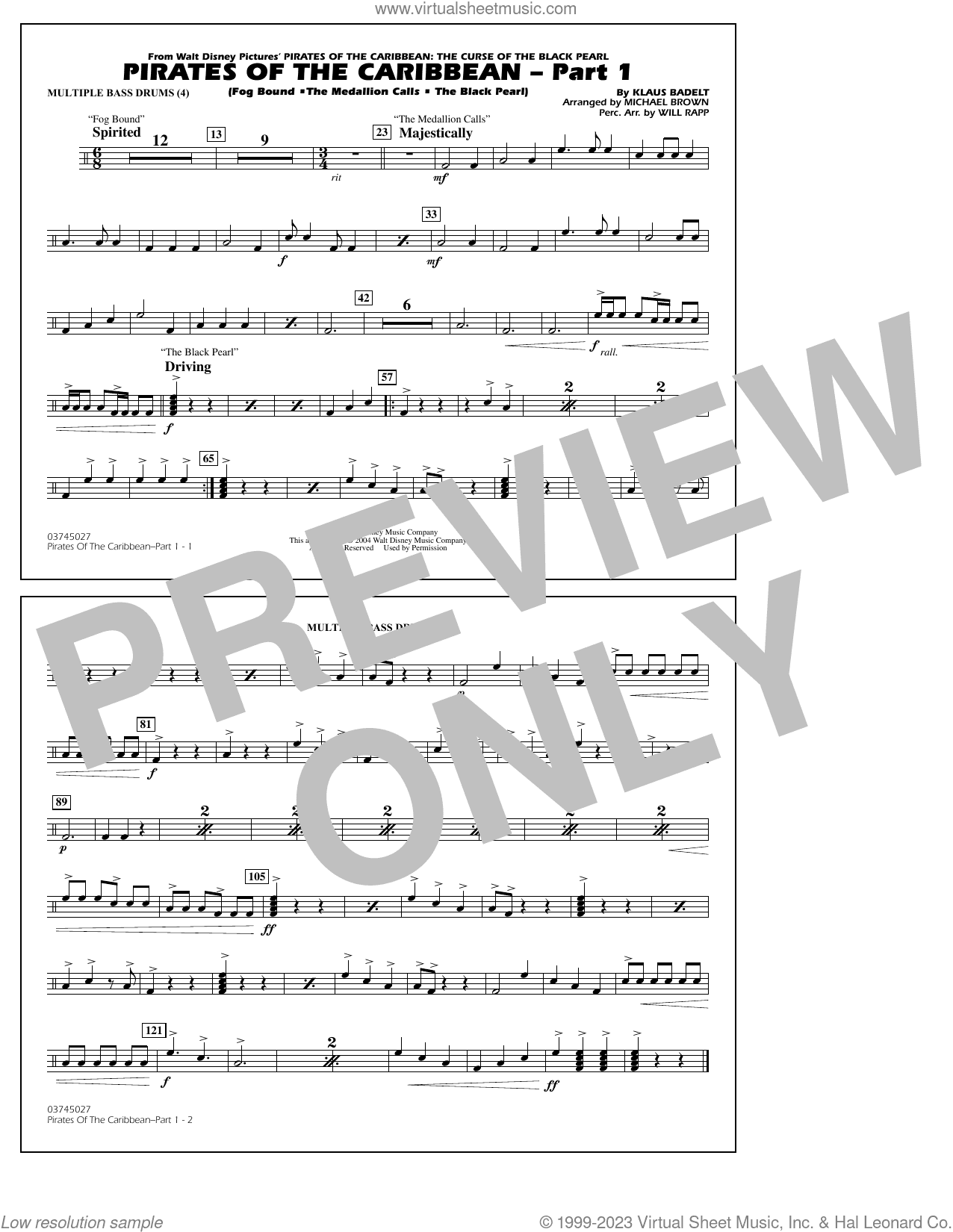 Pirates Of The Caribbean (Part 1) (arr. Brown)