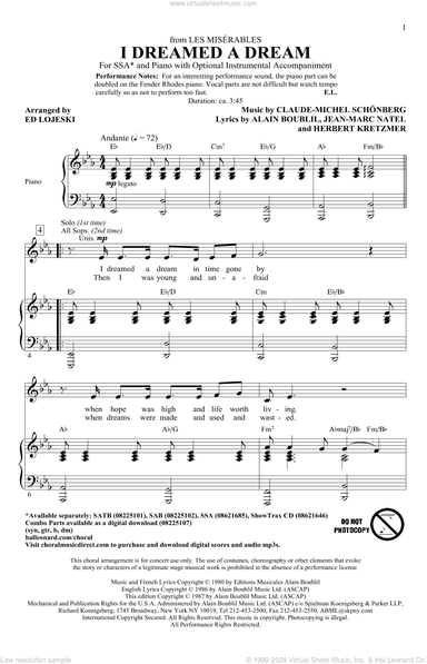 I Dreamed A Dream (from Les Miserables) (arr. Ed Lojeski)