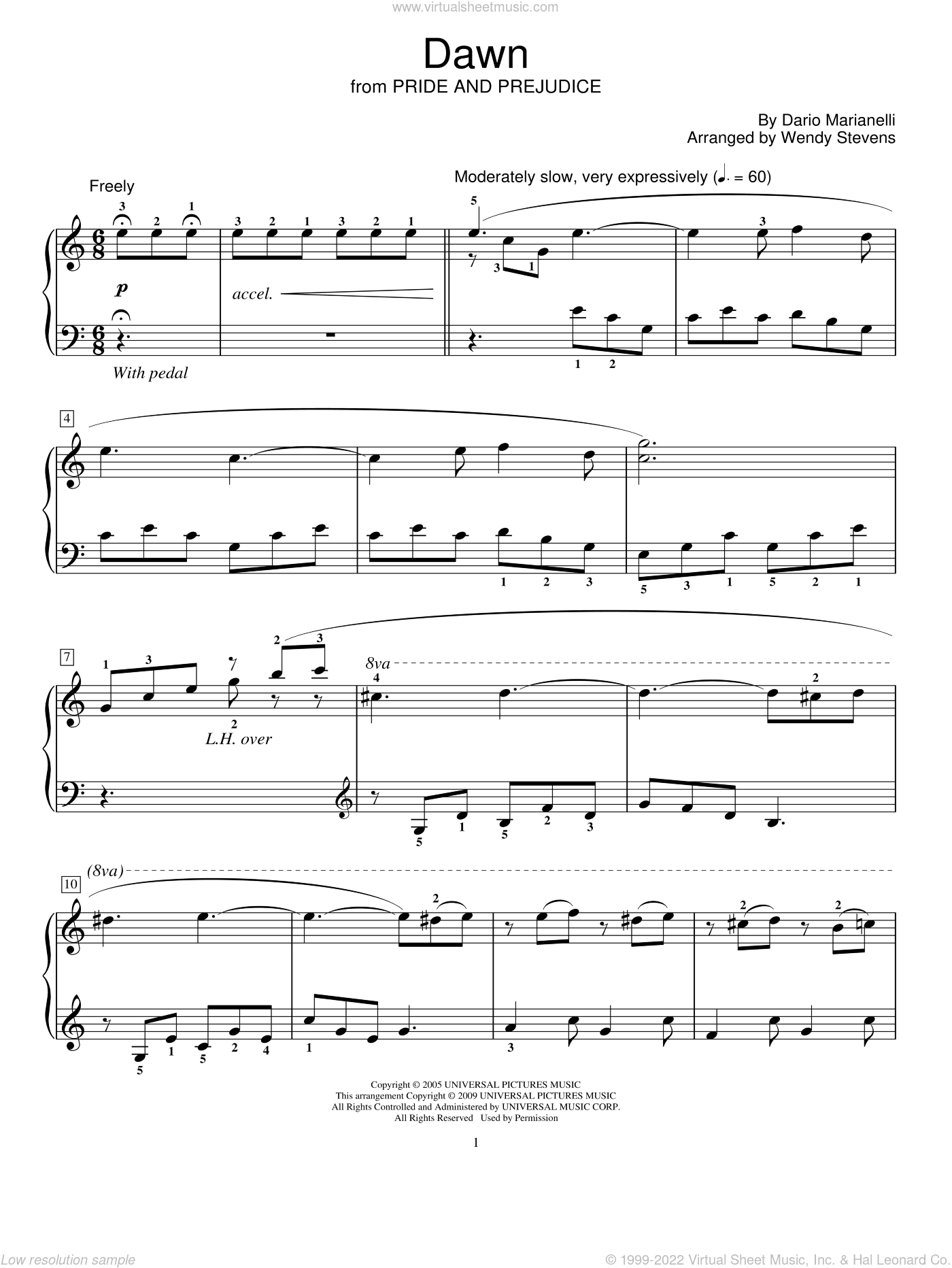 Dawn (from Pride And Prejudice) (arr. Wendy Stevens)
