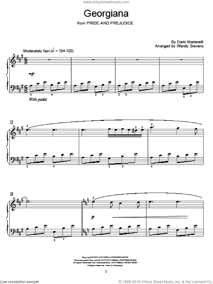 Georgiana (from Pride And Prejudice) (arr. Wendy Stevens)