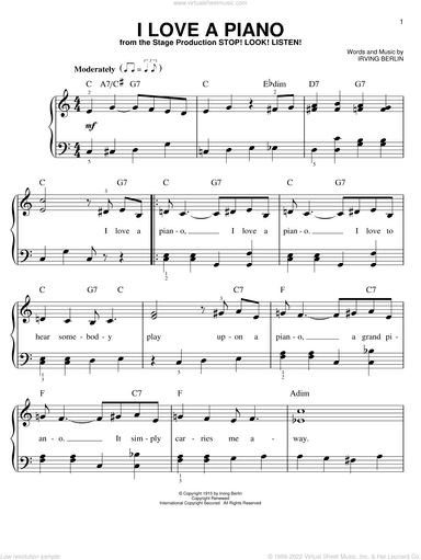 I Love A Piano, (easy)