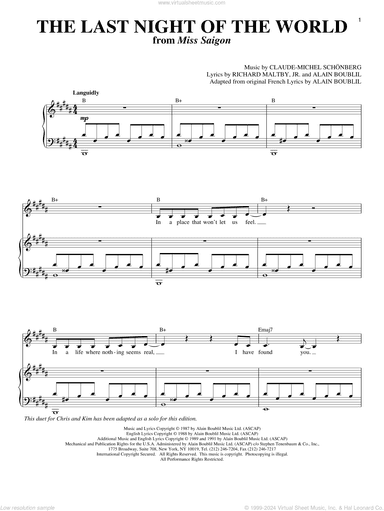 The Last Night Of The World (from Miss Saigon)