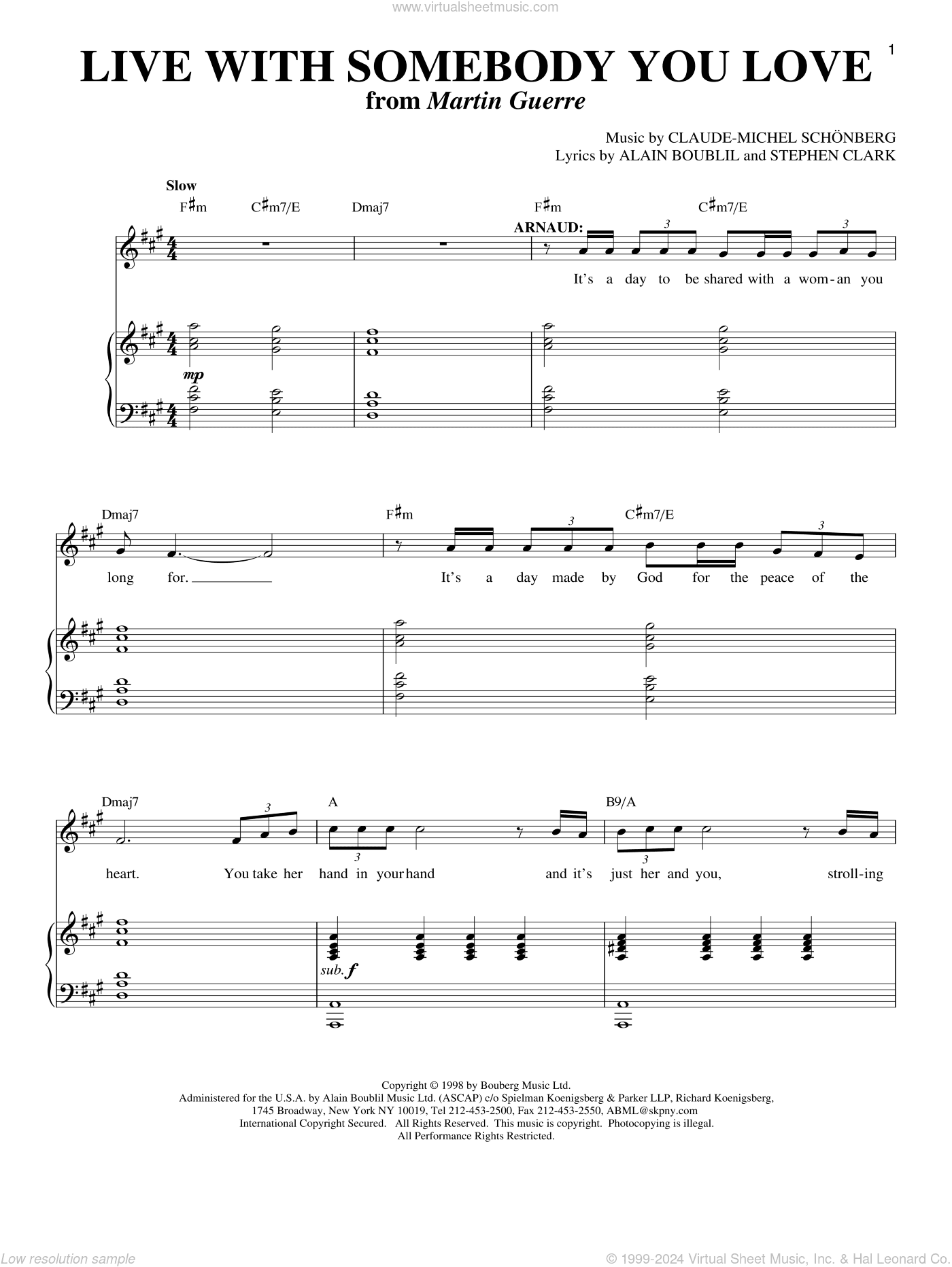 Live With Somebody You Love (from Martin Guerre)