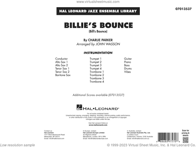 Billie's Bounce (arr. John Wasson) (COMPLETE)