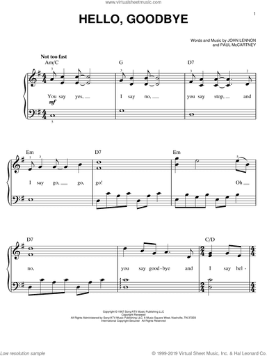 Hello, Goodbye, (easy)