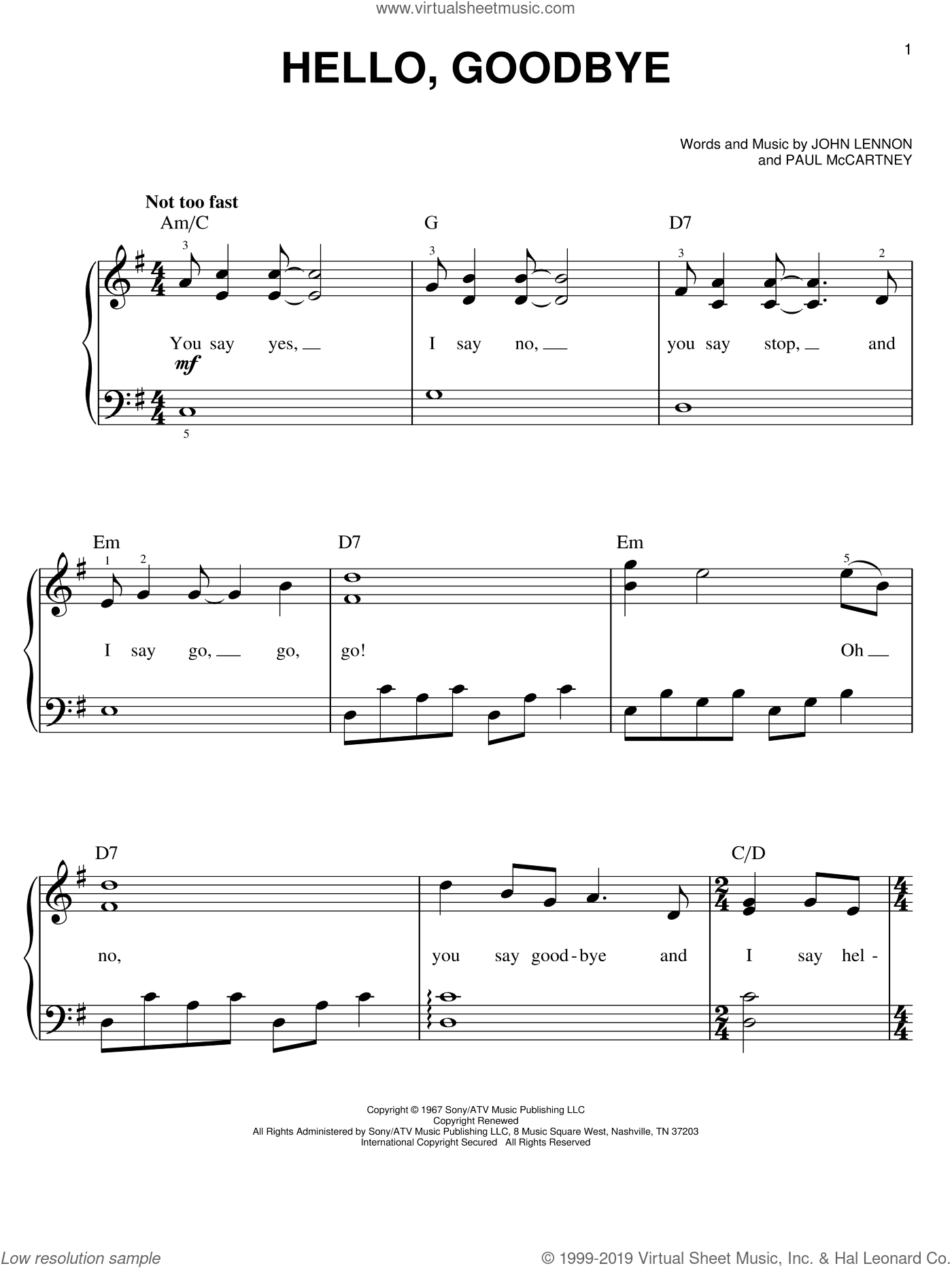 Hello, Goodbye, (easy)