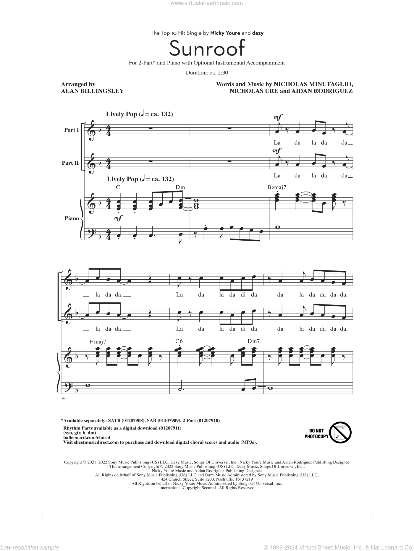 Sunroof (arr. Alan Billingsley)