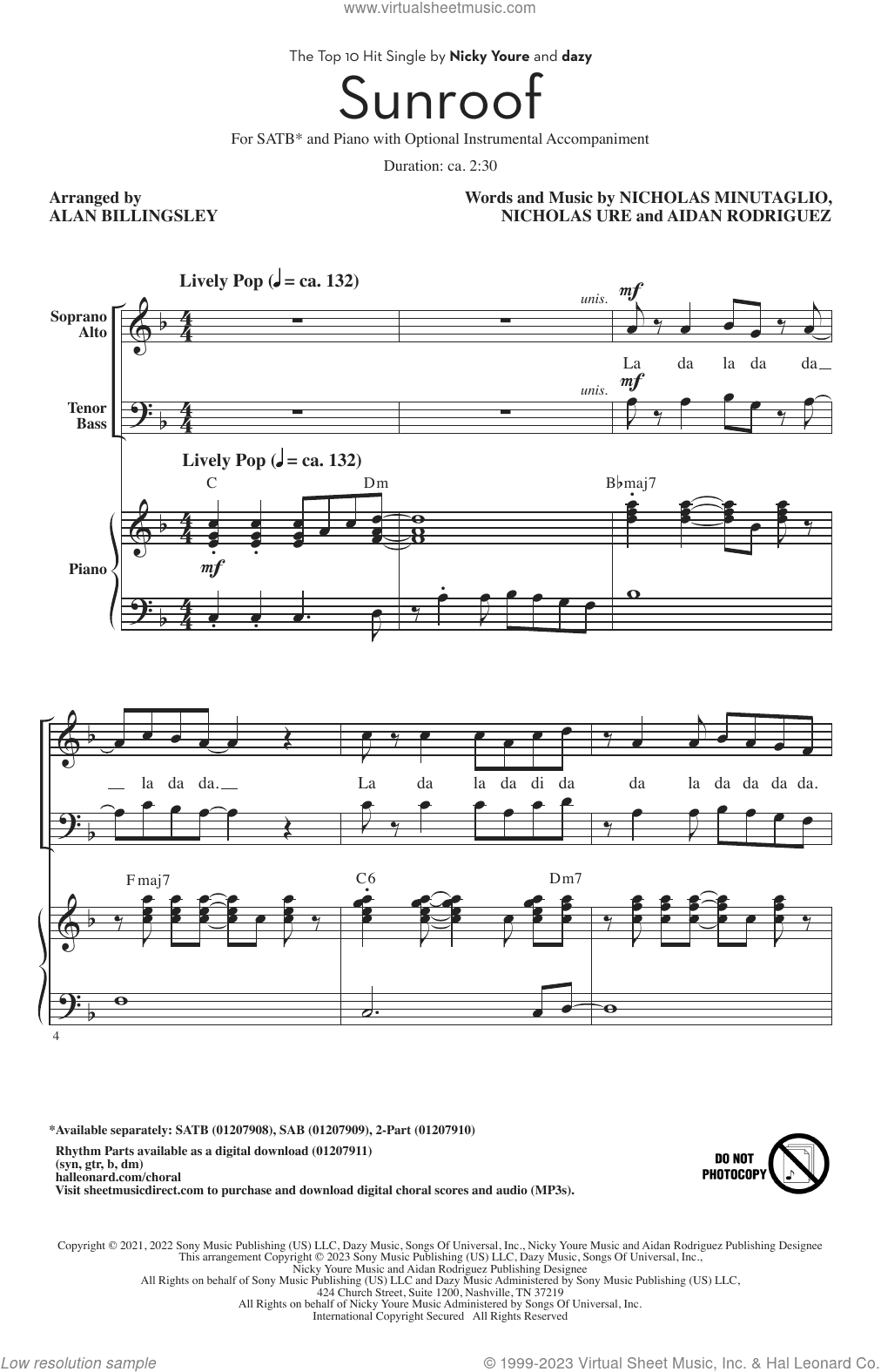 Sunroof (arr. Alan Billingsley)