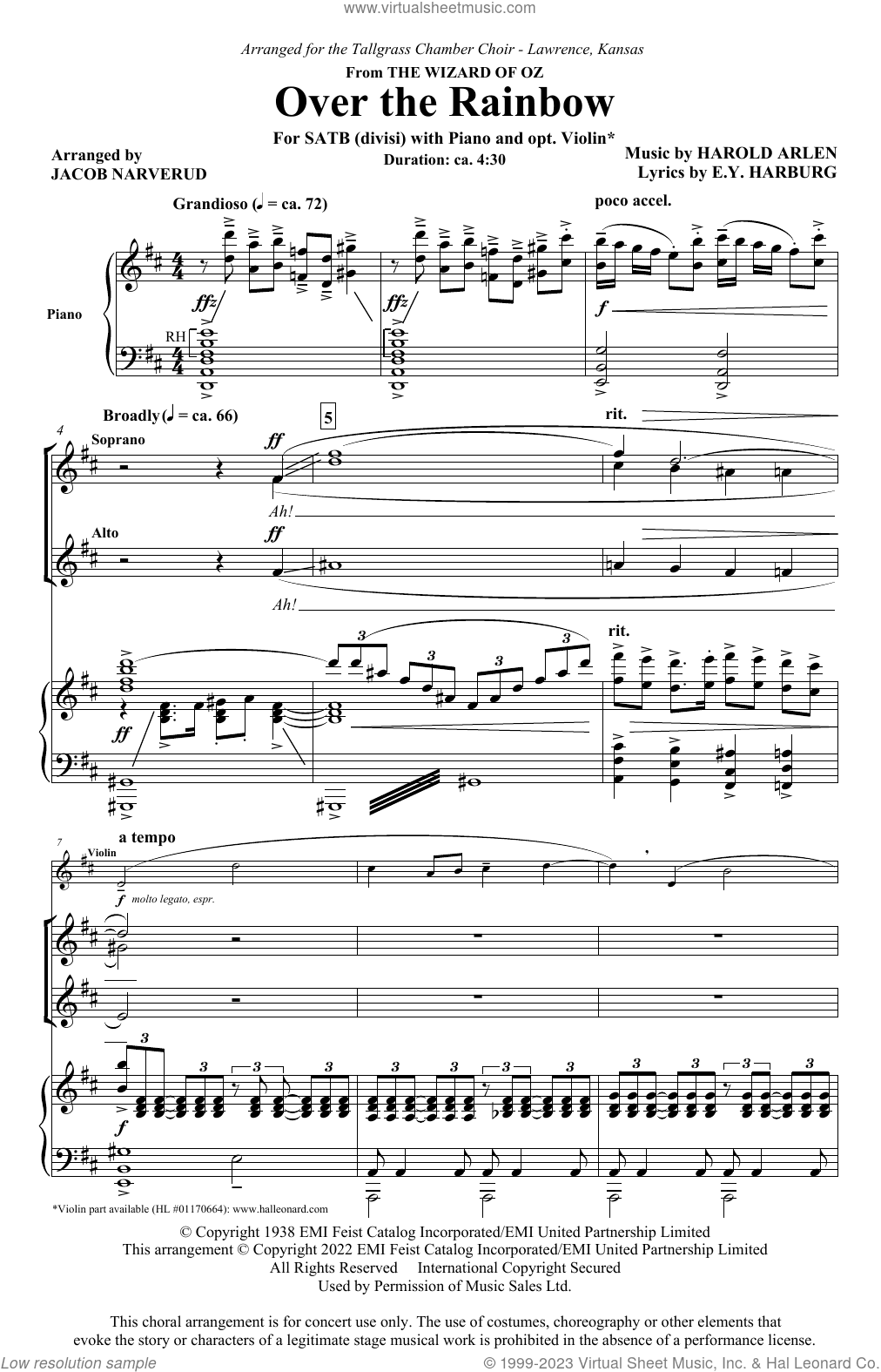 Over The Rainbow (arr. Jacob Narverud)