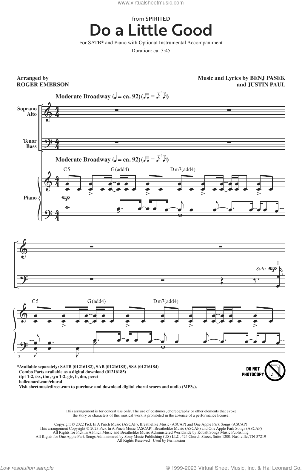 Do A Little Good (from Spirited) (arr. Roger Emerson)