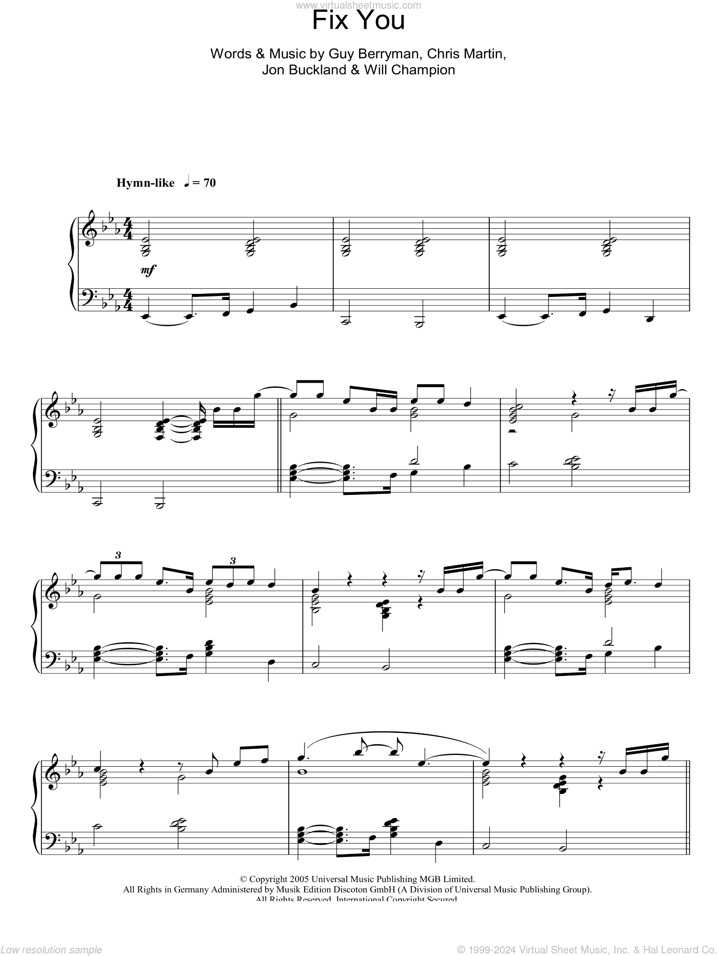 Fix You, (intermediate)