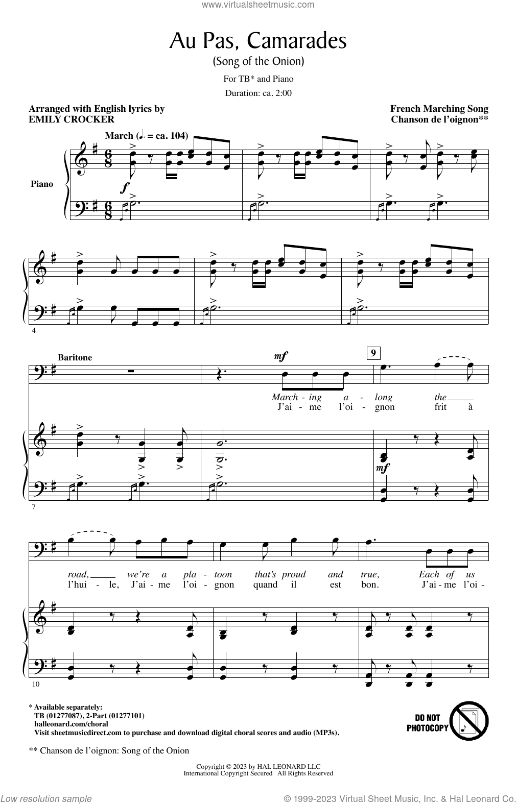 Au Pas, Camarades (Song Of The Onion) (arr. Emily Crocker)