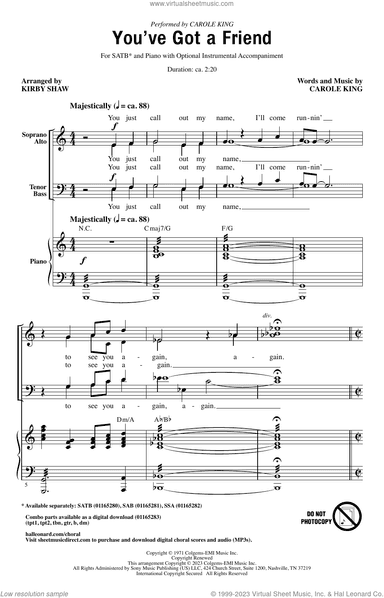 You've Got A Friend (arr. Kirby Shaw)