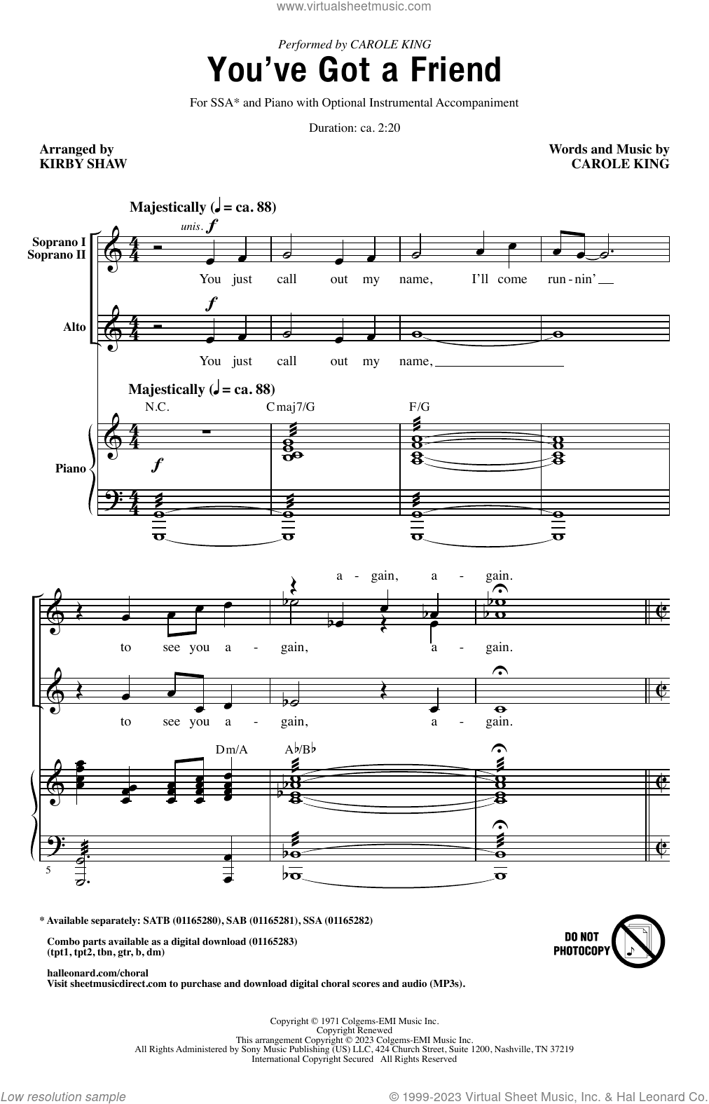 You've Got A Friend (arr. Kirby Shaw)