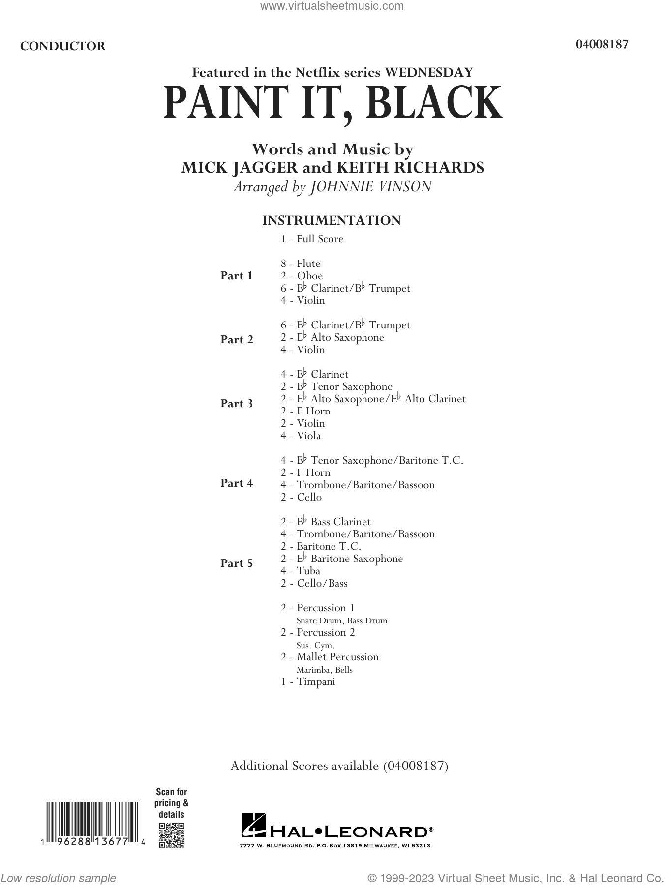 Paint It, Black (arr. Johnnie Vinson) (COMPLETE)
