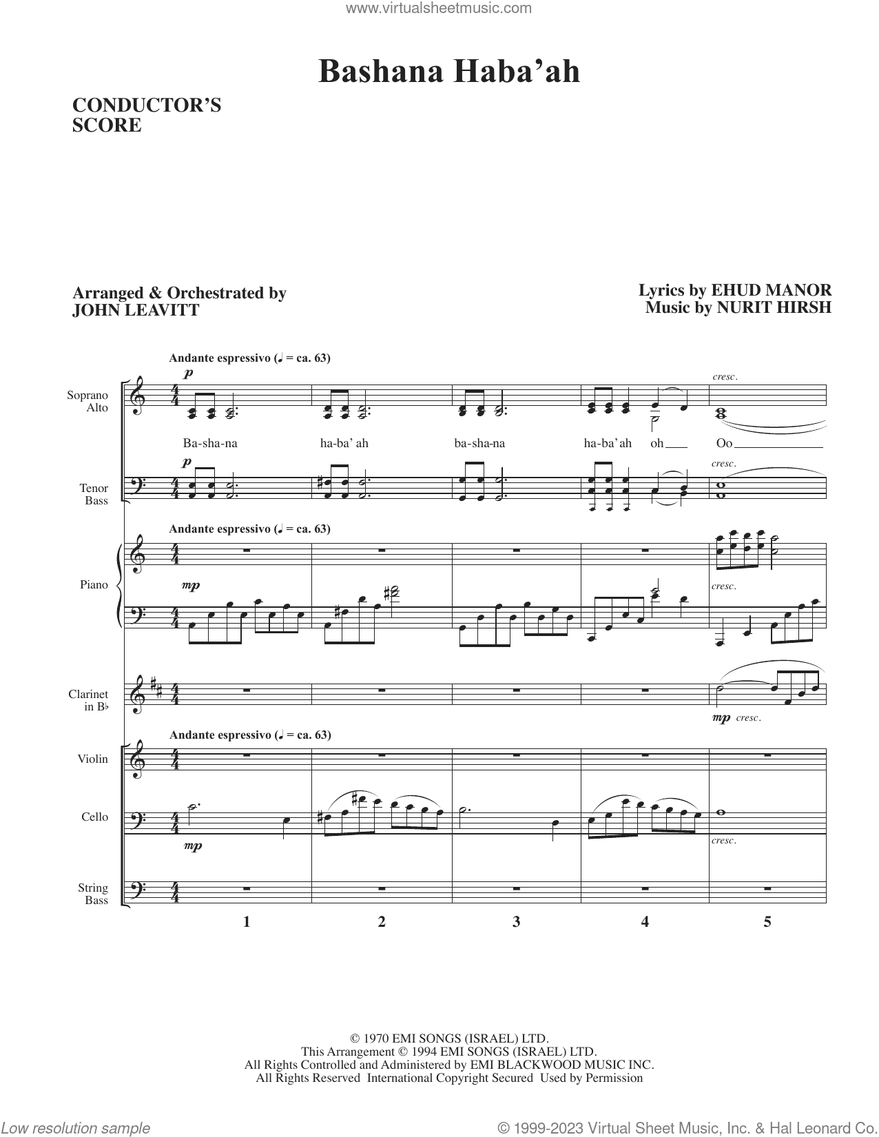 Bashana Haba'ah (arr. John Leavitt) (COMPLETE)