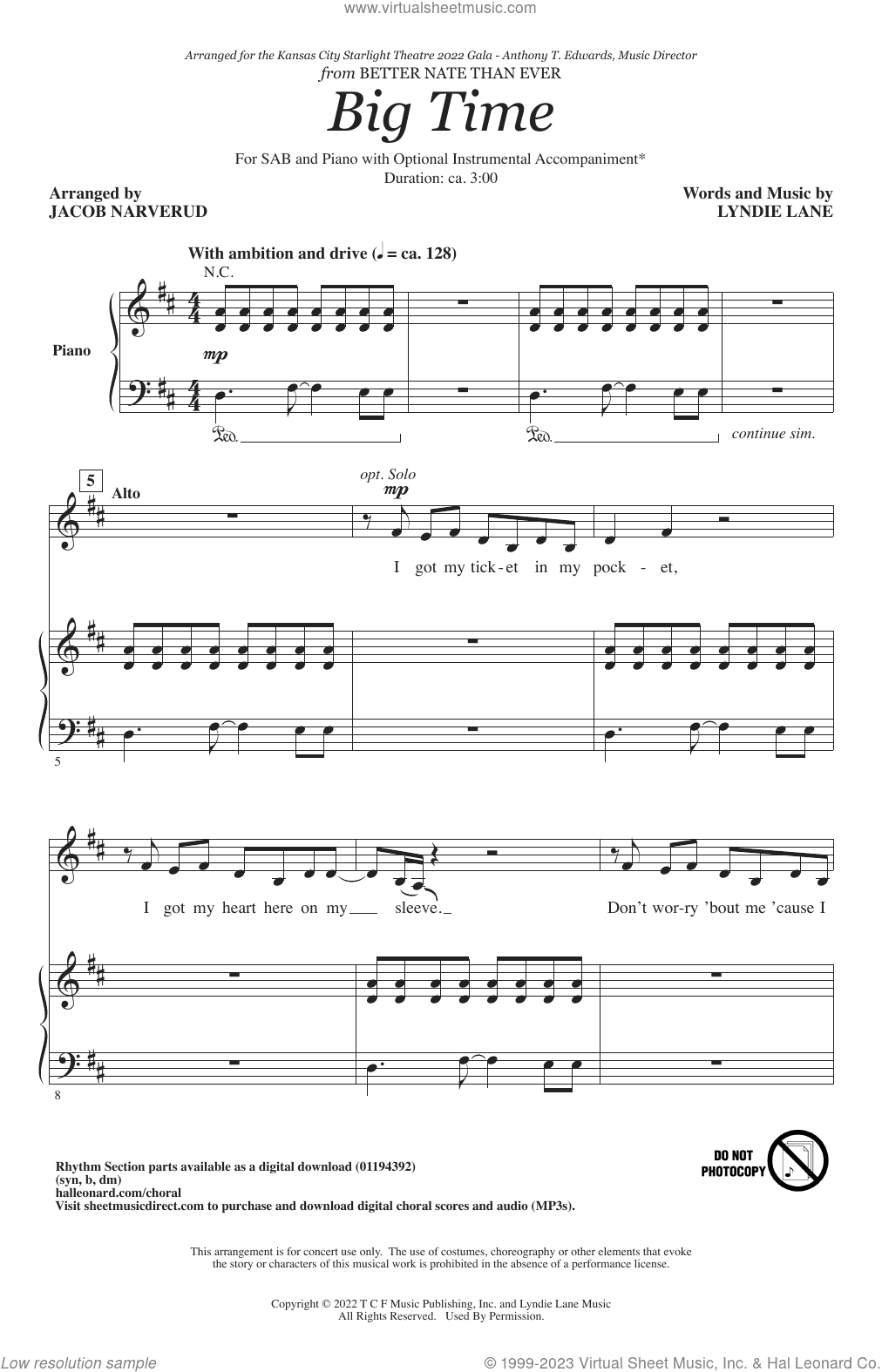Big Time (from Better Nate Than Ever) (arr. Jacob Narverud)