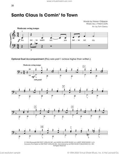 Santa Claus Is Comin' To Town (arr. Tom Gerou)