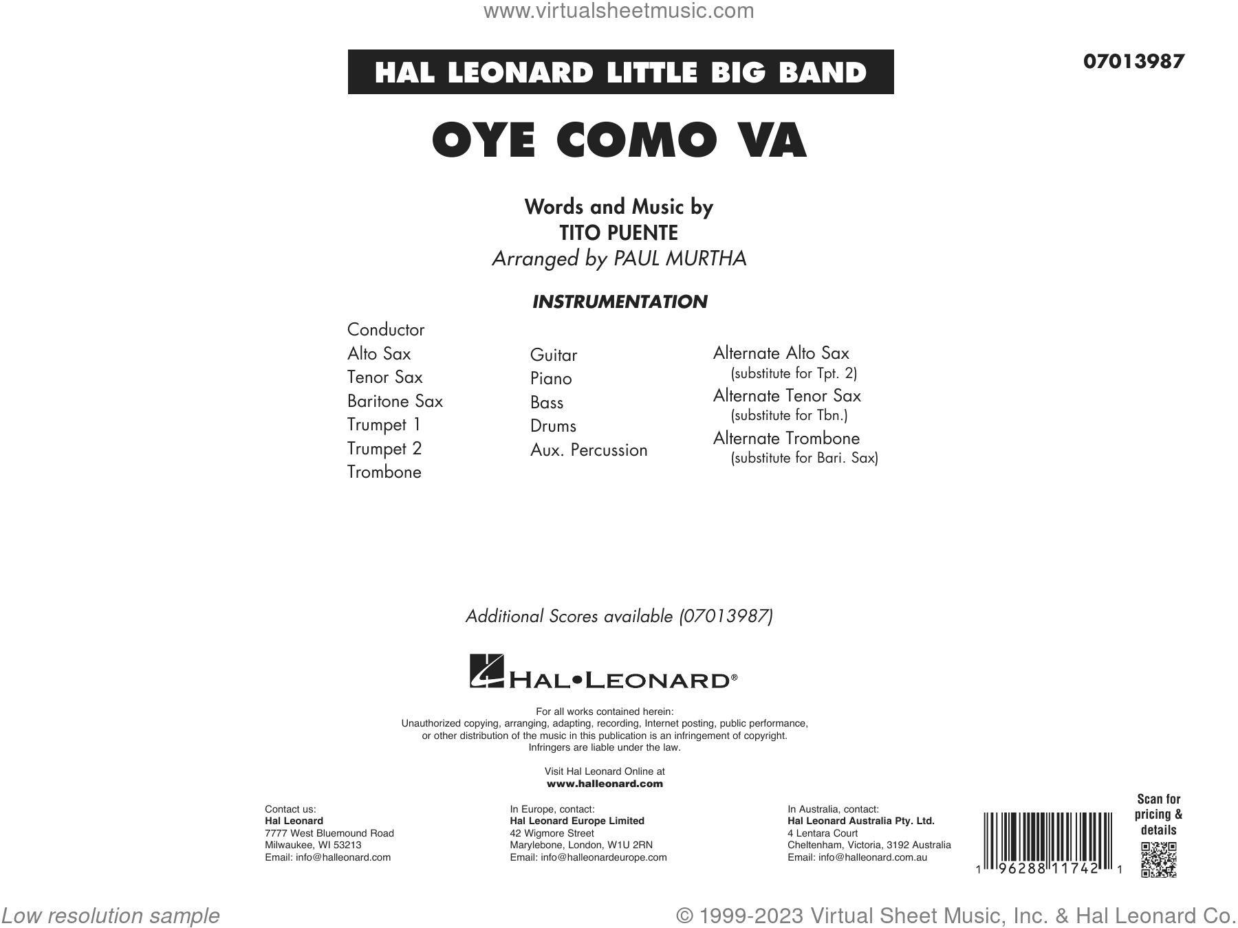 Oye Como Va (arr. Paul Murtha) (COMPLETE)