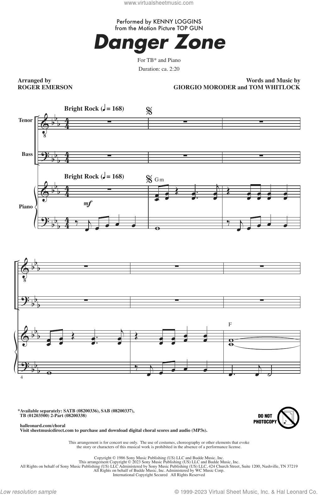 Danger Zone (from Top Gun) (arr. Roger Emerson)
