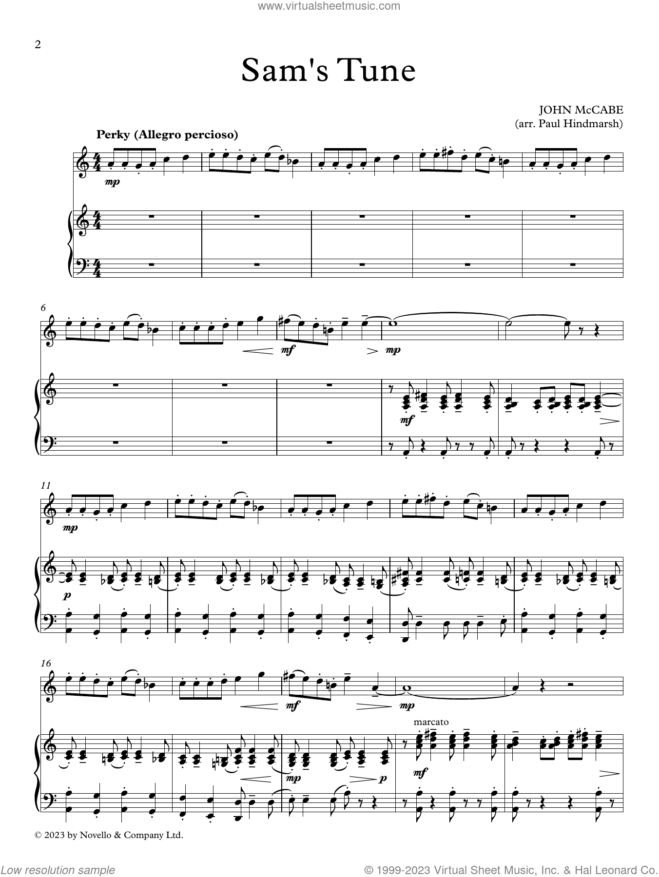 Sam's Tune (arr. Paul Hindmarsh)