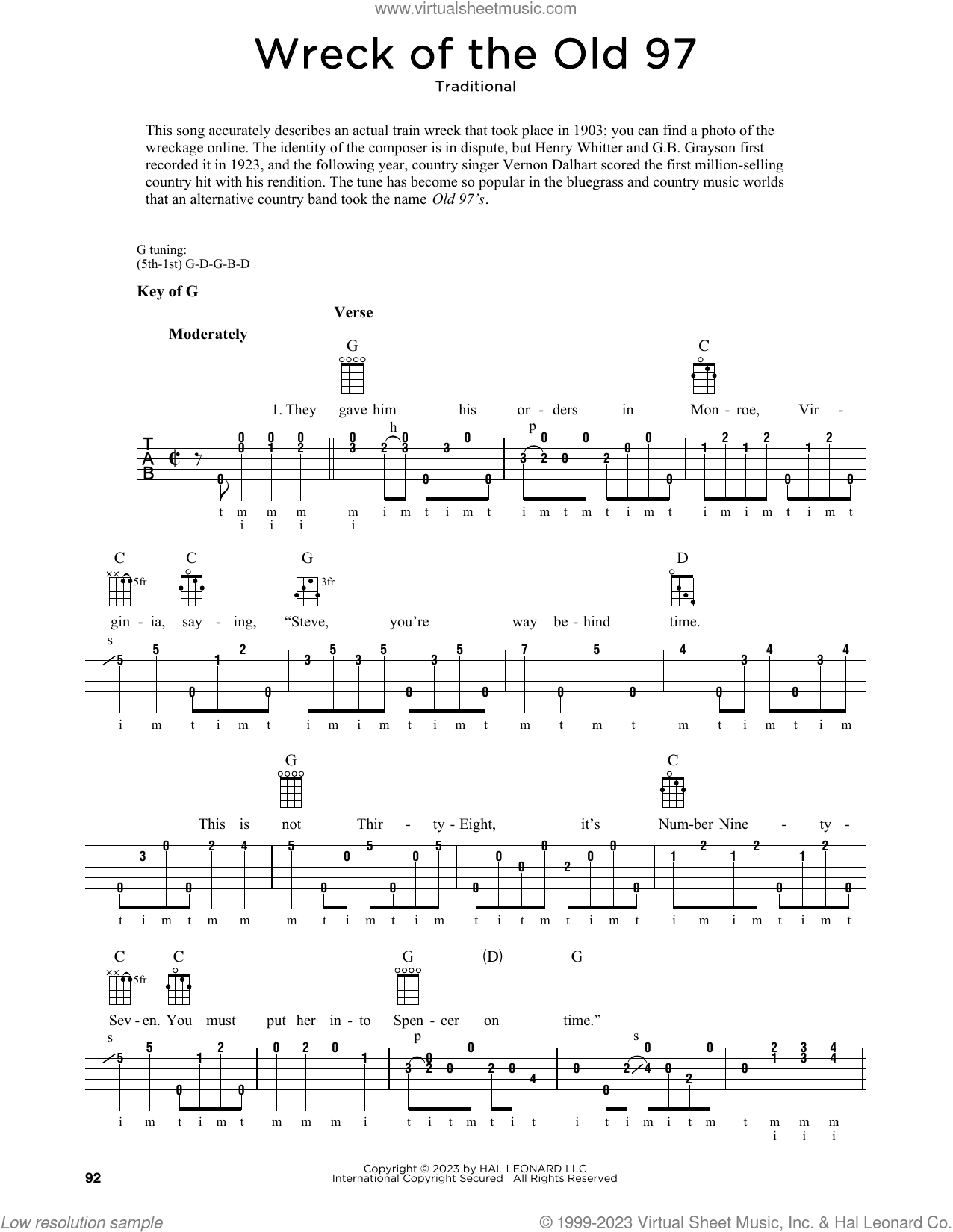 Wreck Of The Old 97 (arr. Fred Sokolow)