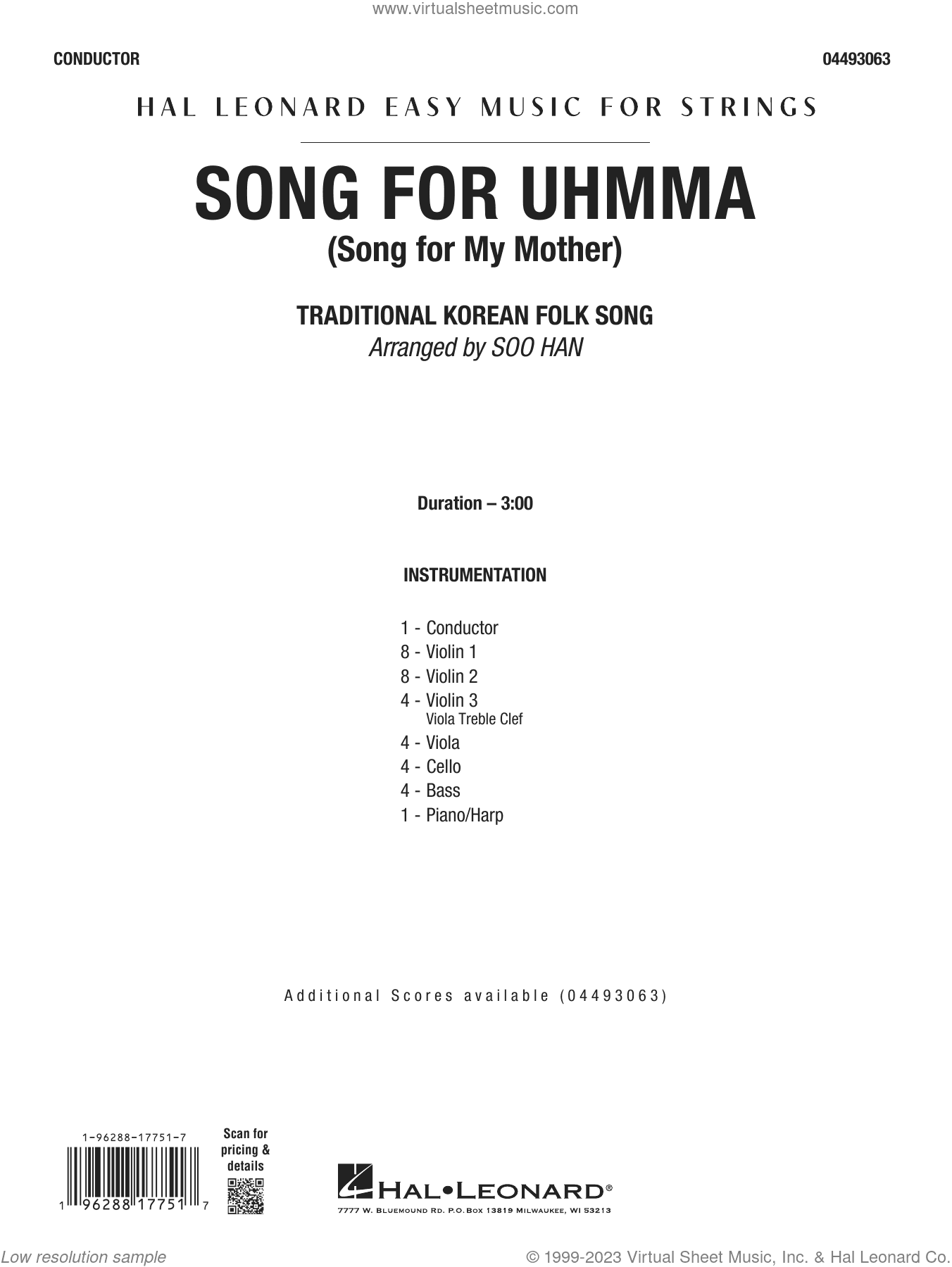 Song for UhmMa (Song for My Mother) (arr. Soo Han)
